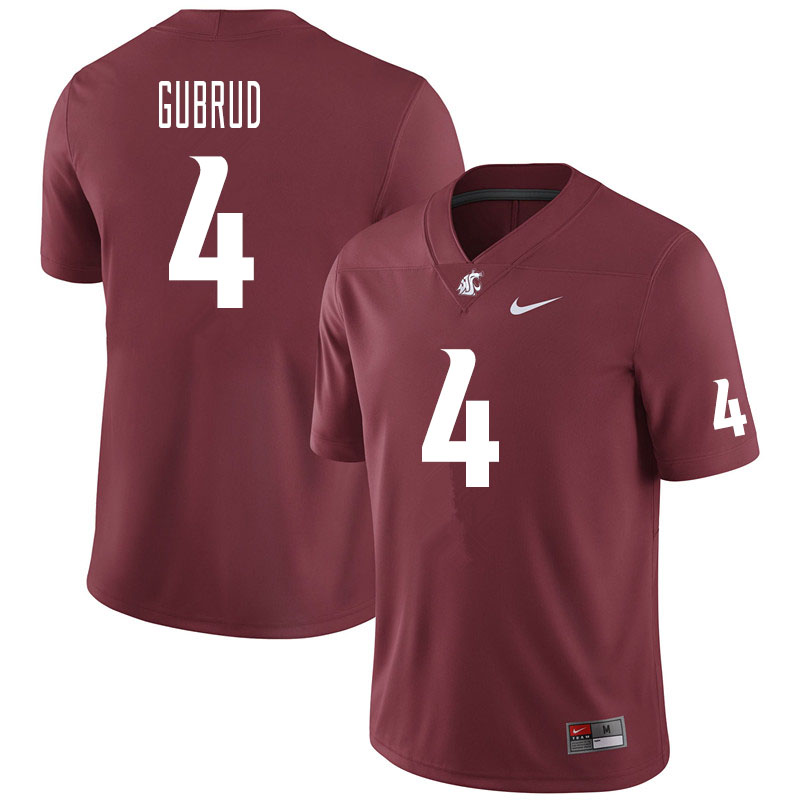 Men #4 Gage Gubrud Washington State Cougars College Football Jerseys Sale-Crimson